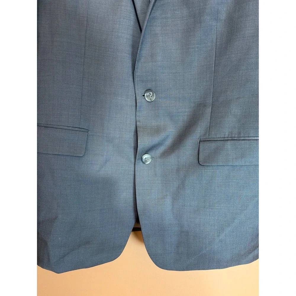 Bar III Mens Slim Fit 100% Wool Blazer Sport Coat Blue Grey 42R Macys